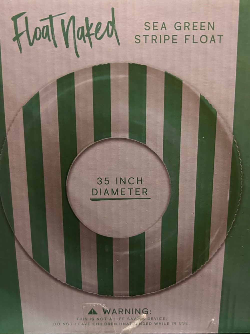 Float Naked Pool Tubes with Fun green stripe print.